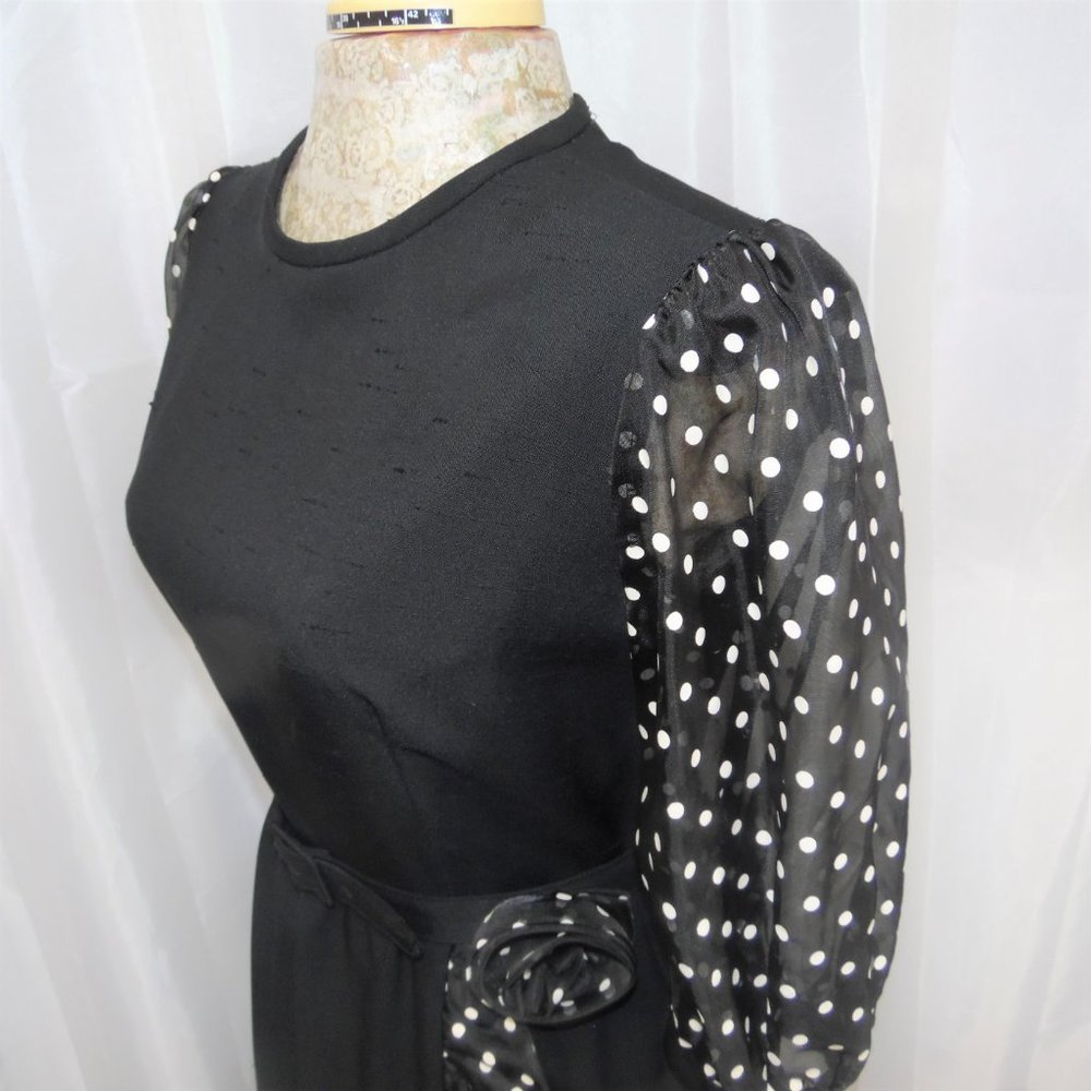 Herman Marcus Vintage Black Dress with Ruffles - Picture 7 of 16